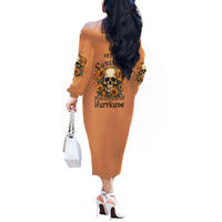 She Is Sunshine Sunflower Skull Off The Shoulder Long Sleeve Dress - Wonder Print Shop