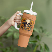 She Is Sunshine Sunflower Skull Tumbler With Handle - Wonder Print Shop