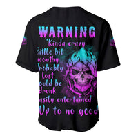 Warning Kinda Crazy Skull Baseball Jersey - Wonder Print Shop