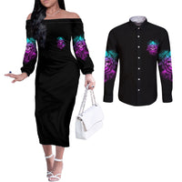 warning-kinda-crazy-skull-couples-matching-off-the-shoulder-long-sleeve-dress-and-long-sleeve-button-shirt