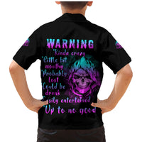 Warning Kinda Crazy Skull Family Matching Mermaid Dress and Hawaiian Shirt - Wonder Print Shop