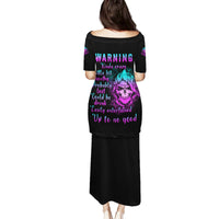 Warning Kinda Crazy Skull Family Matching Puletasi Dress and Hawaiian Shirt - Wonder Print Shop