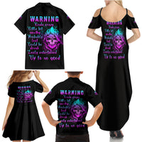 Warning Kinda Crazy Skull Family Matching Summer Maxi Dress and Hawaiian Shirt - Wonder Print Shop