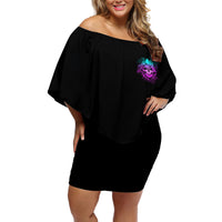 Warning Kinda Crazy Skull Off Shoulder Short Dress - Wonder Print Shop