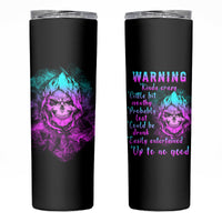 Warning Kinda Crazy Skull Skinny Tumbler - Wonder Print Shop