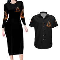 My Give A F Reaper Fire All Couples Matching Long Sleeve Bodycon Dress and Hawaiian Shirt - Wonder Print Shop