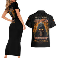 My Give A F Reaper Fire All Couples Matching Short Sleeve Bodycon Dress and Hawaiian Shirt - Wonder Print Shop