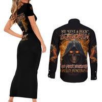 My Give A F Reaper Fire All Couples Matching Short Sleeve Bodycon Dress and Long Sleeve Button Shirt - Wonder Print Shop