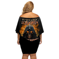 My Give A F Reaper Fire All Family Matching Off Shoulder Short Dress and Hawaiian Shirt - Wonder Print Shop