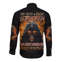 My Give A F Reaper Fire All Long Sleeve Button Shirt - Wonder Print Shop