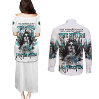 I Am The Storm Sugar Skull Couples Matching Puletasi Dress and Long Sleeve Button Shirt - Wonder Print Shop