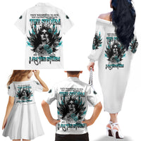 I Am The Storm Sugar Skull Family Matching Off Shoulder Long Sleeve Dress and Hawaiian Shirt - Wonder Print Shop