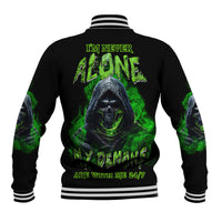 I'm Never Alone My Demons Are With Me 24/7 Baseball Jacket - Wonder Print Shop