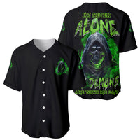 I'm Never Alone My Demons Are With Me 24/7 Baseball Jersey - Wonder Print Shop