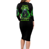 I'm Never Alone My Demons Are With Me 24/7 Family Matching Long Sleeve Bodycon Dress and Hawaiian Shirt - Wonder Print Shop