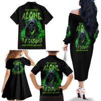 I'm Never Alone My Demons Are With Me 24/7 Family Matching Off Shoulder Long Sleeve Dress and Hawaiian Shirt - Wonder Print Shop