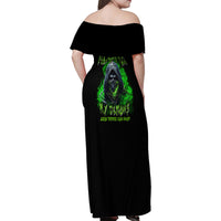 I'm Never Alone My Demons Are With Me 24/7 Family Matching Off Shoulder Maxi Dress and Hawaiian Shirt - Wonder Print Shop