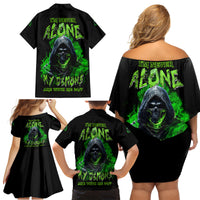 I'm Never Alone My Demons Are With Me 24/7 Family Matching Off Shoulder Short Dress and Hawaiian Shirt - Wonder Print Shop