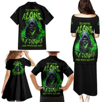 I'm Never Alone My Demons Are With Me 24/7 Family Matching Puletasi Dress and Hawaiian Shirt - Wonder Print Shop
