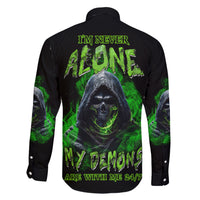 I'm Never Alone My Demons Are With Me 24/7 Family Matching Short Sleeve Bodycon Dress and Hawaiian Shirt - Wonder Print Shop