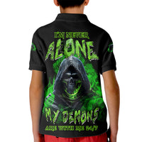 I'm Never Alone My Demons Are With Me 24/7 Kid Polo Shirt - Wonder Print Shop