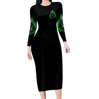 I'm Never Alone My Demons Are With Me 24/7 Long Sleeve Bodycon Dress - Wonder Print Shop