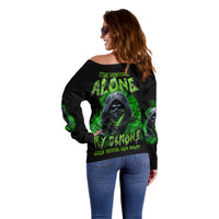 I'm Never Alone My Demons Are With Me 24/7 Off Shoulder Sweater - Wonder Print Shop