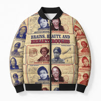 Brains Beauty And Breakthroughs Bomber Puffer Jacket African Trailblazing Women Inventors and Innovators - Wonder Print Shop