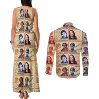 Brains Beauty And Breakthroughs Couples Matching Tank Maxi Dress and Long Sleeve Button Shirt African Trailblazing Women Inventors and Innovators - Wonder Print Shop