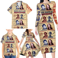 Brains Beauty And Breakthroughs Family Matching Long Sleeve Bodycon Dress and Hawaiian Shirt African Trailblazing Women Inventors and Innovators - Wonder Print Shop