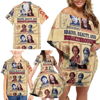 Brains Beauty And Breakthroughs Family Matching Off Shoulder Short Dress and Hawaiian Shirt African Trailblazing Women Inventors and Innovators - Wonder Print Shop