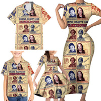 Brains Beauty And Breakthroughs Family Matching Short Sleeve Bodycon Dress and Hawaiian Shirt African Trailblazing Women Inventors and Innovators - Wonder Print Shop