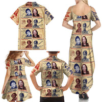 Brains Beauty And Breakthroughs Family Matching Summer Maxi Dress and Hawaiian Shirt African Trailblazing Women Inventors and Innovators - Wonder Print Shop