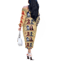 Brains Beauty And Breakthroughs Off The Shoulder Long Sleeve Dress African Trailblazing Women Inventors and Innovators - Wonder Print Shop