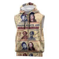 Brains Beauty And Breakthroughs Sleeveless Zip Hoodie African Trailblazing Women Inventors and Innovators - Wonder Print Shop