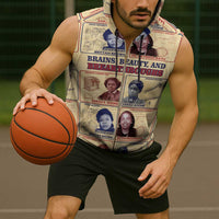 Brains Beauty And Breakthroughs Sleeveless Zip Hoodie African Trailblazing Women Inventors and Innovators - Wonder Print Shop