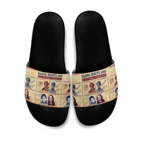 Brains Beauty And Breakthroughs Slide Sandals African Trailblazing Women Inventors and Innovators - Wonder Print Shop