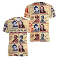 Brains Beauty And Breakthroughs Women V-Neck T-Shirt African Trailblazing Women Inventors and Innovators - Wonder Print Shop