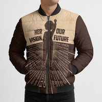 Her Vision Our Future Bomber Puffer Jacket African Influential Black Women Inventors and Pioneers - Wonder Print Shop