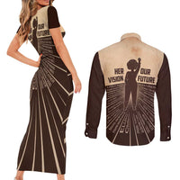 Her Vision Our Future Couples Matching Short Sleeve Bodycon Dress and Long Sleeve Button Shirt African Influential Black Women Inventors and Pioneers - Wonder Print Shop