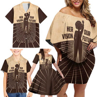 Her Vision Our Future Family Matching Off Shoulder Short Dress and Hawaiian Shirt African Influential Black Women Inventors and Pioneers - Wonder Print Shop