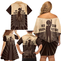 Her Vision Our Future Family Matching Off Shoulder Short Dress and Hawaiian Shirt African Influential Black Women Inventors and Pioneers - Wonder Print Shop
