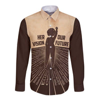 Her Vision Our Future Long Sleeve Button Shirt African Influential Black Women Inventors and Pioneers - Wonder Print Shop