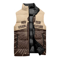Her Vision Our Future Sleeveless Puffer Jacket African Influential Black Women Inventors and Pioneers - Wonder Print Shop