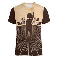 Her Vision Our Future Women V-Neck T-Shirt African Influential Black Women Inventors and Pioneers - Wonder Print Shop