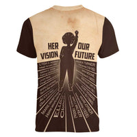 Her Vision Our Future Women V-Neck T-Shirt African Influential Black Women Inventors and Pioneers - Wonder Print Shop