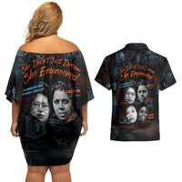 She Didn't Just Dream She Engineered Couples Matching Off Shoulder Short Dress and Hawaiian Shirt African Celebrating Trailblazing Black Women Innovators in Technology and Engineering - Wonder Print Shop
