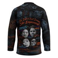 She Didn't Just Dream She Engineered Hockey Jersey African Celebrating Trailblazing Black Women Innovators in Technology and Engineering - Wonder Print Shop