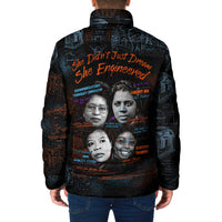 She Didn't Just Dream She Engineered Padded Jacket African Celebrating Trailblazing Black Women Innovators in Technology and Engineering - Wonder Print Shop