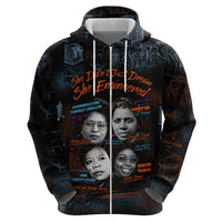 She Didn't Just Dream She Engineered Zip Hoodie African Celebrating Trailblazing Black Women Innovators in Technology and Engineering - Wonder Print Shop
